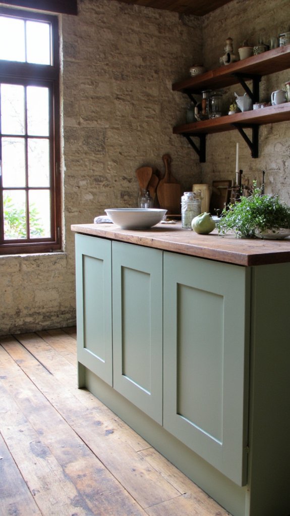 sleek sage green cabinets