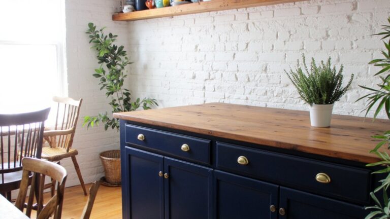sophisticated navy kitchen islands