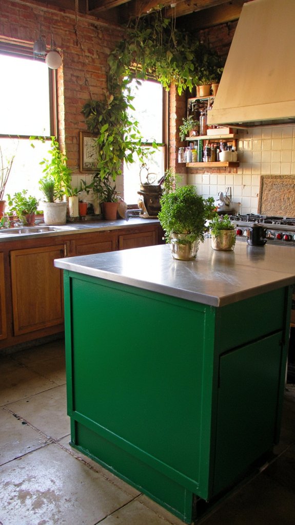 stainless steel with greenery