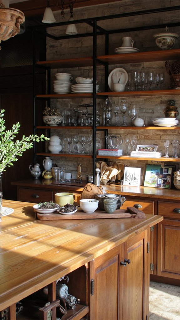 stylish open shelving display