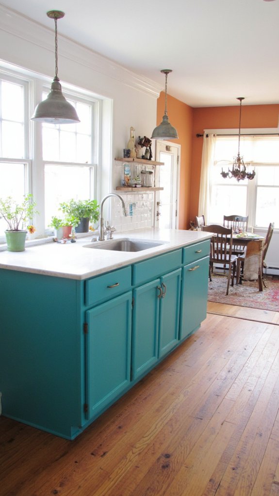 teal and white kitchen elegance