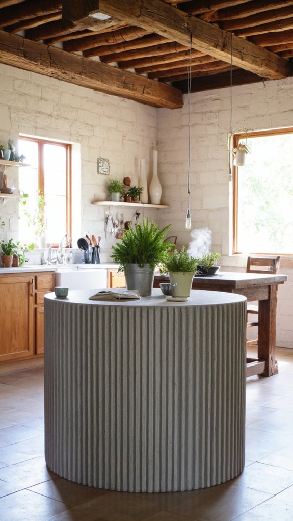 textured concrete kitchen island