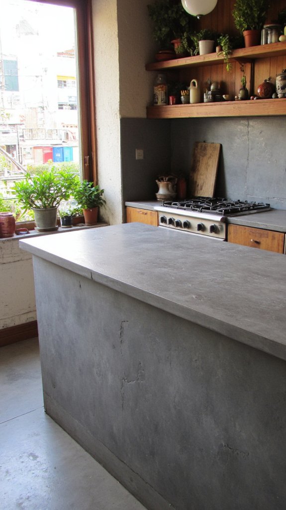 textured concrete kitchen islands