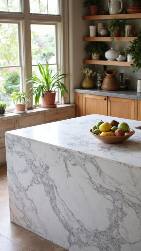 textured marble kitchen island