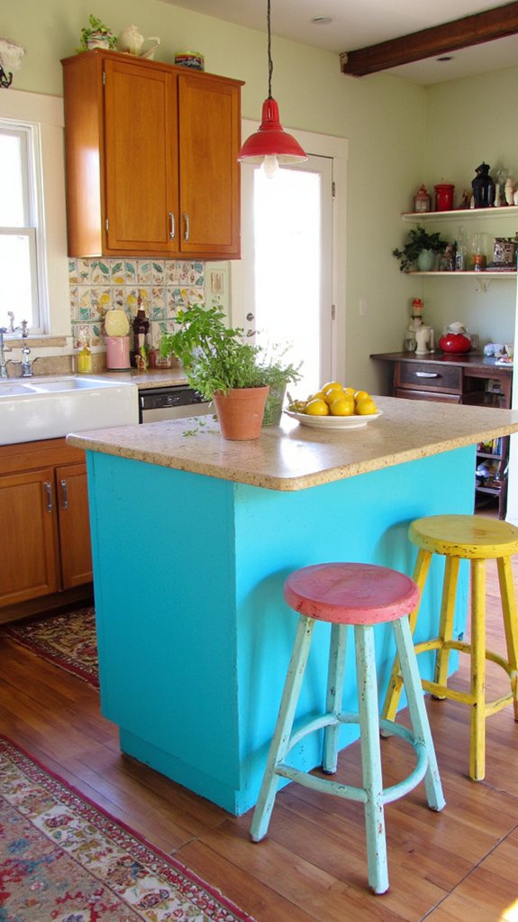 turquoise brightens kitchen ambiance