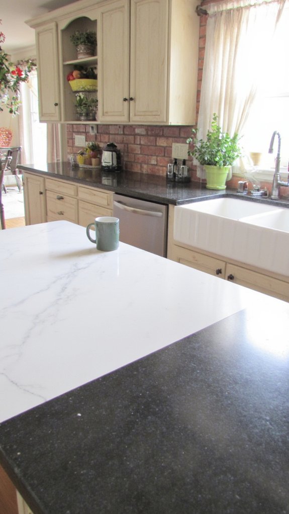 two toned kitchen island contrast