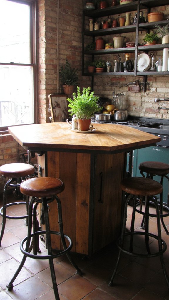 unique hexagonal kitchen island