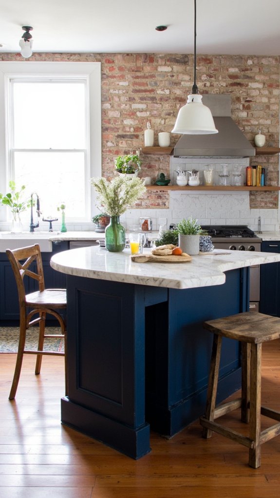unique navy kitchen island
