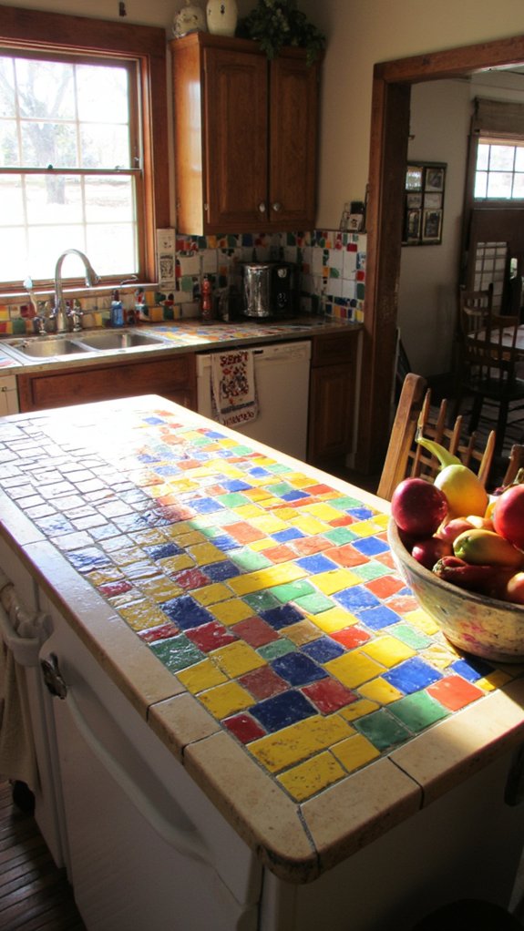 vibrant multi colored kitchen island
