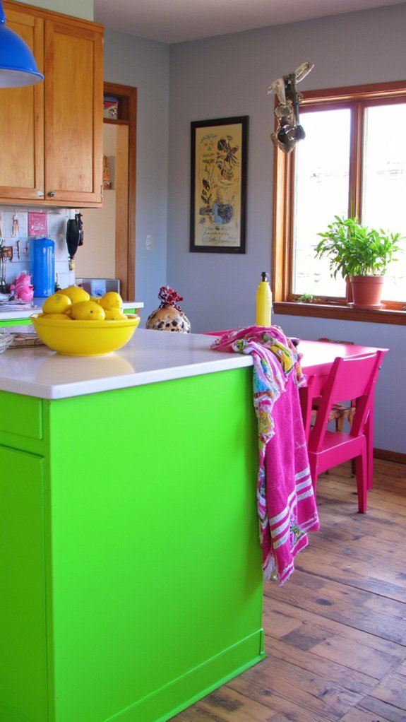 vibrant neon kitchen accents