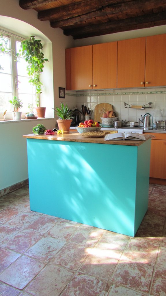 vibrant turquoise kitchen accents
