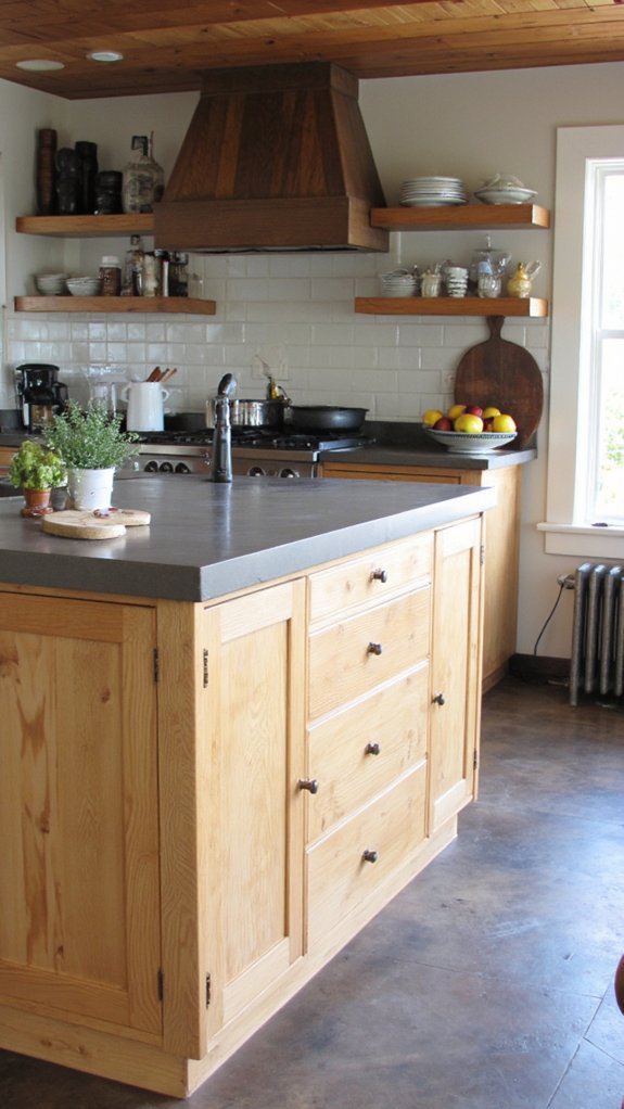 warm oak cool concrete