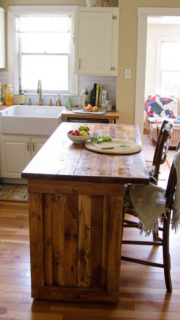 warm rustic kitchen centerpiece