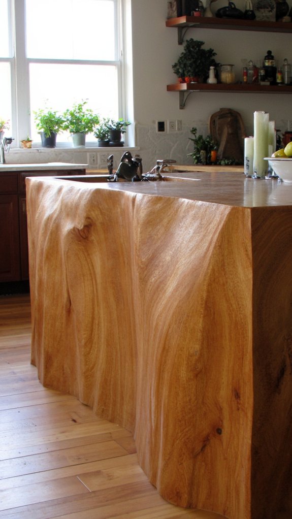 waterfall edge kitchen island