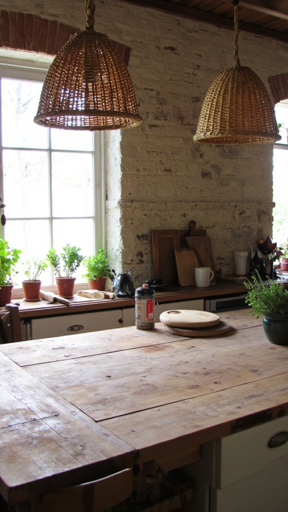 woven rattan kitchen pendants