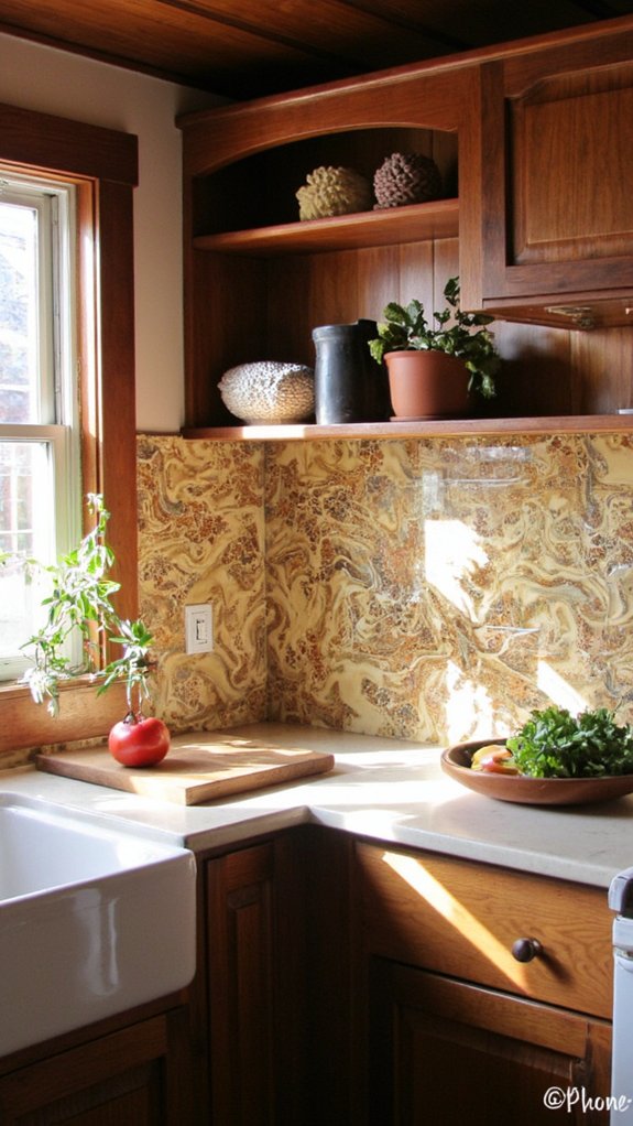 artistic low maintenance resin backsplash