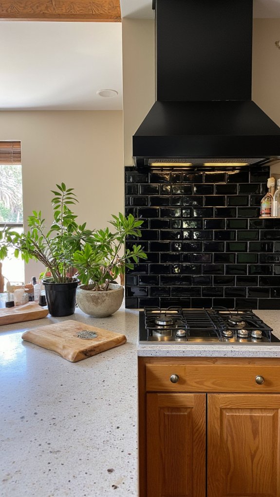 backlit black backsplash elegance