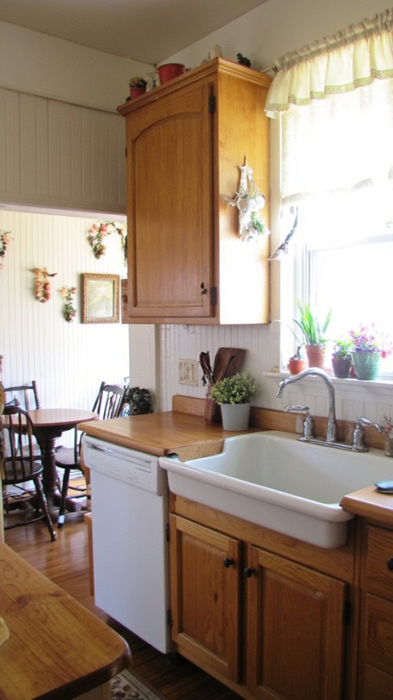beadboard defines kitchen zones
