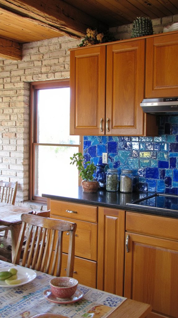 bold cobalt mosaic backsplash