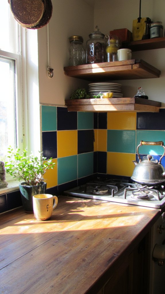 bold color blocked backsplashes