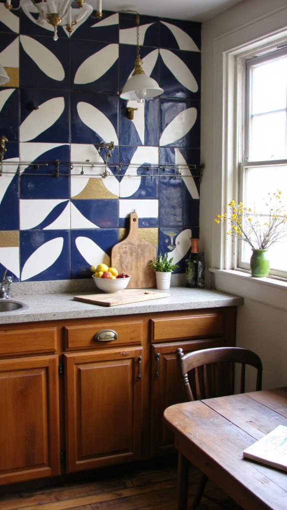 bold geometric kitchen backsplash