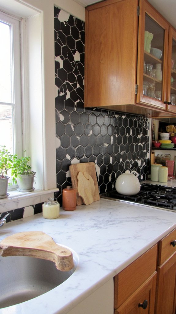bold geometric tile backsplashes