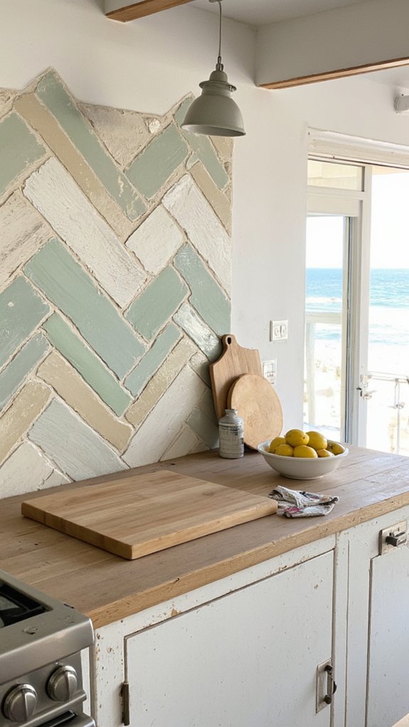chevron patterns enhance kitchens