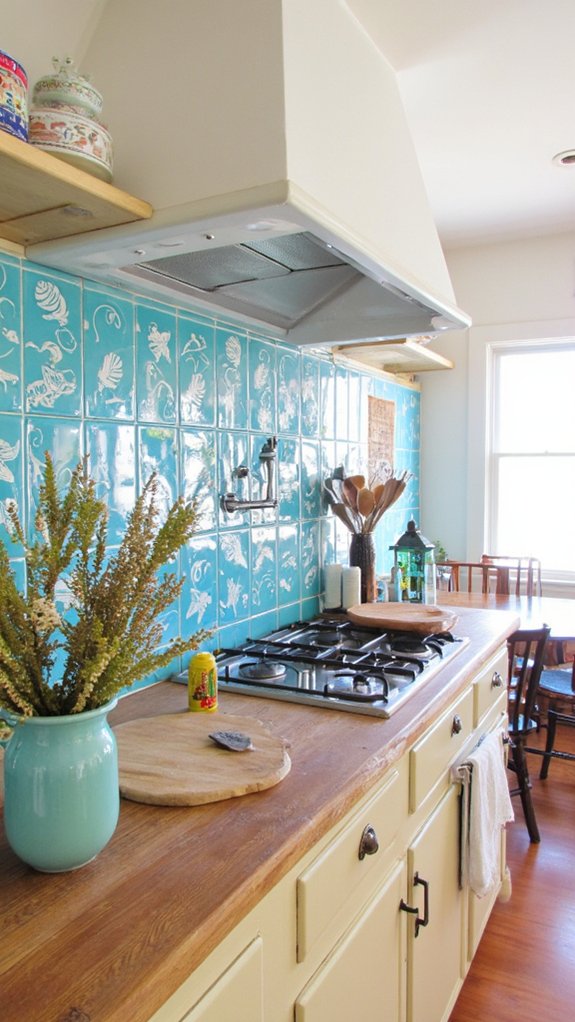 coastal bright teal tiles