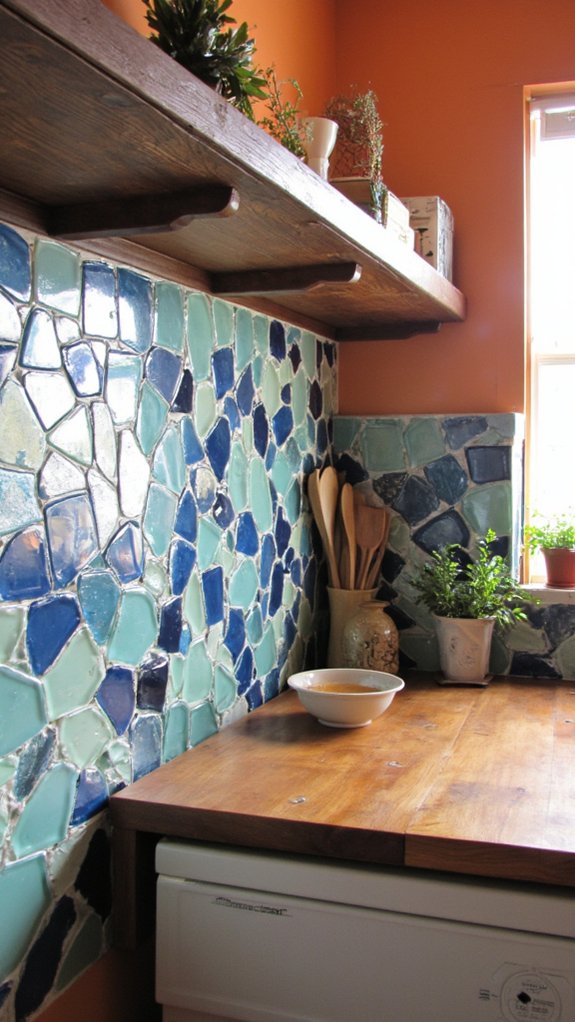 colorful glass mosaic backsplash
