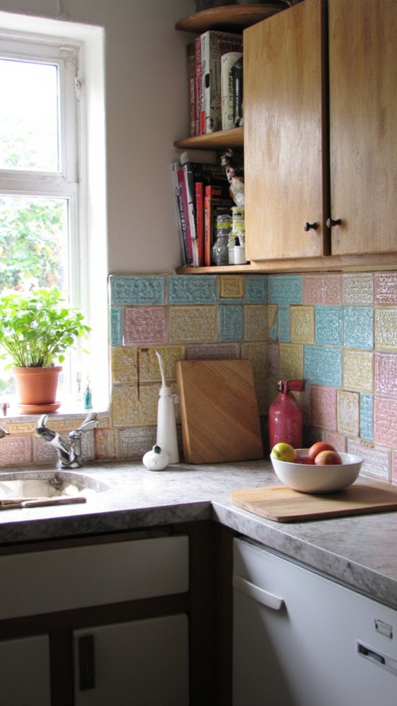 colorful grout clear glass