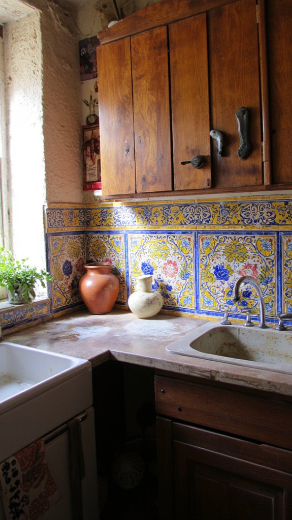 colorful hand painted tiles