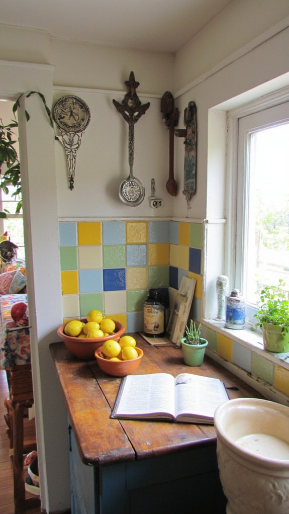 colorful painted kitchen backsplash