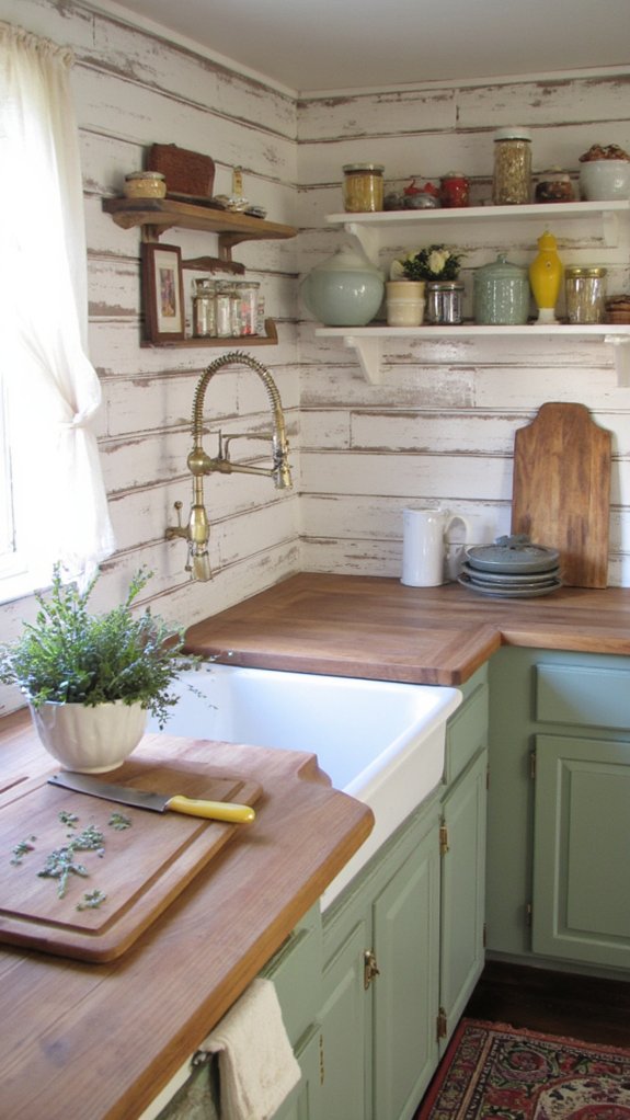 cozy farmhouse shiplap backsplash