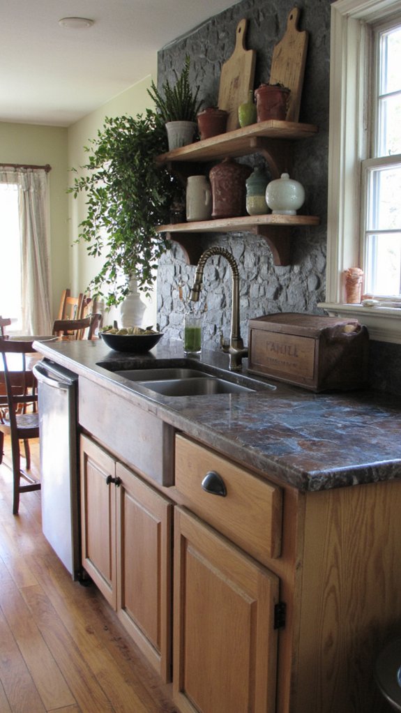 cozy rustic slate backsplash