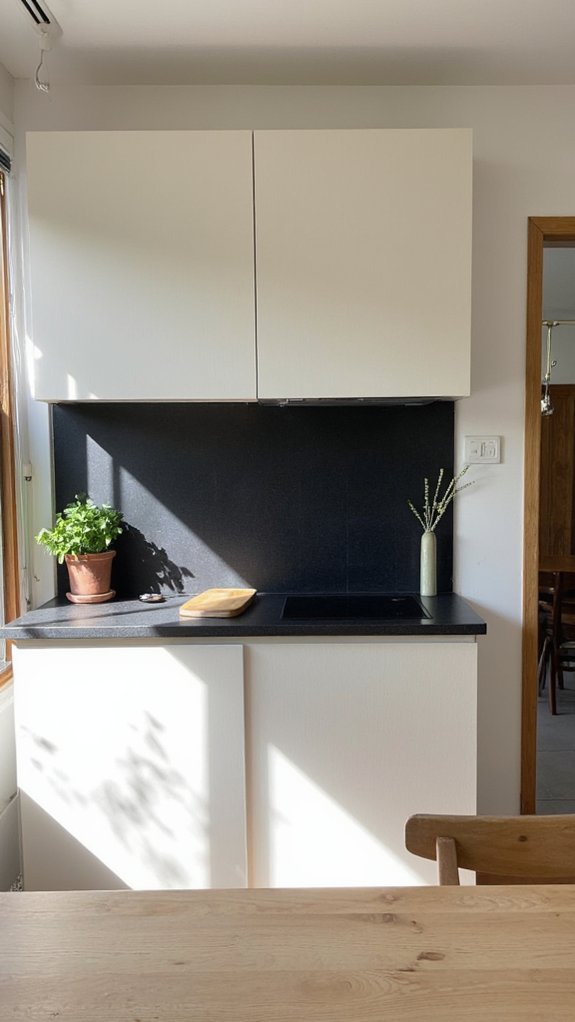 dark backsplashes light cabinets