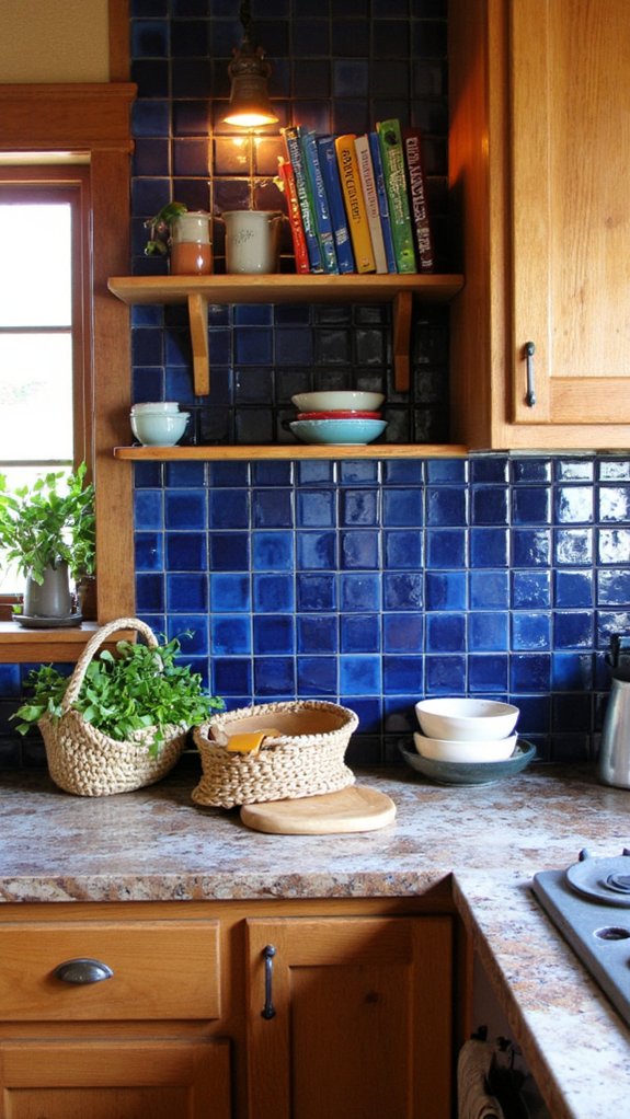 deep blue backsplash elegance