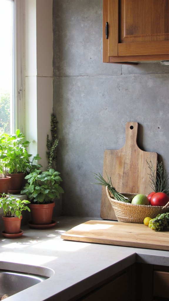 durable minimalist concrete backsplash
