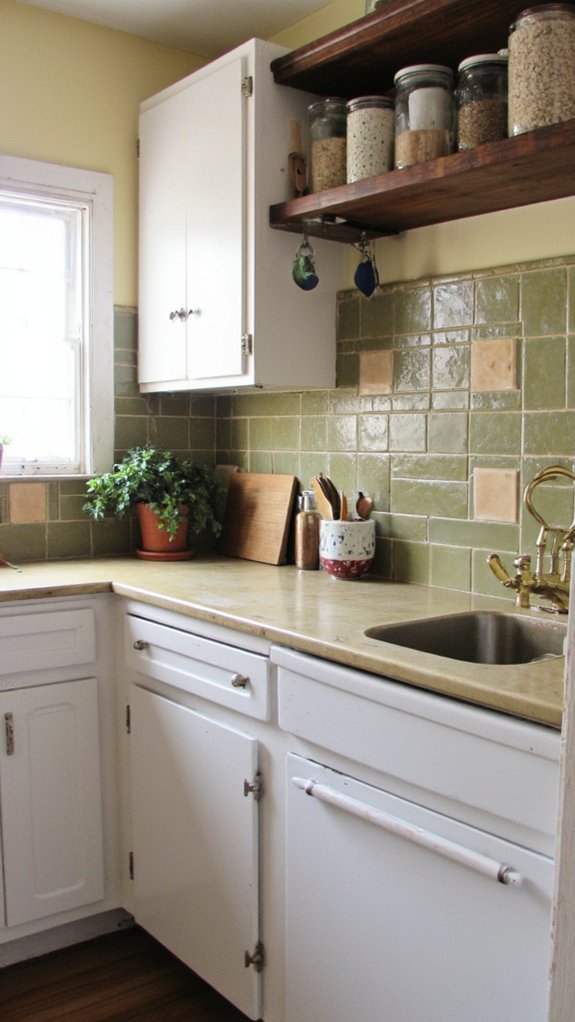 earthy olive green backsplash