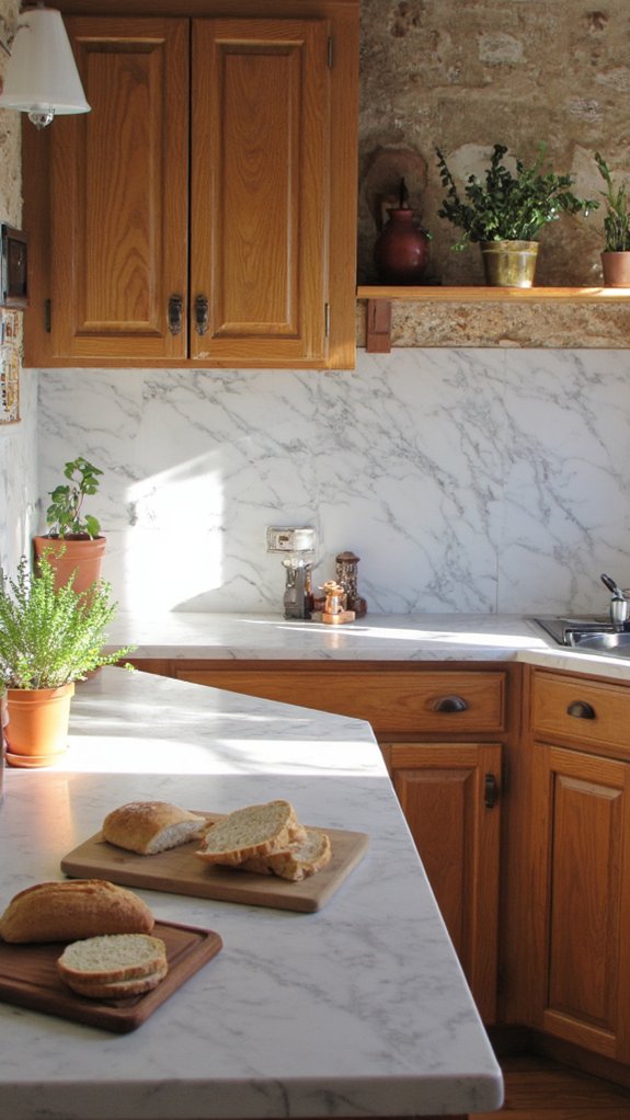 elegant carrara marble backsplash