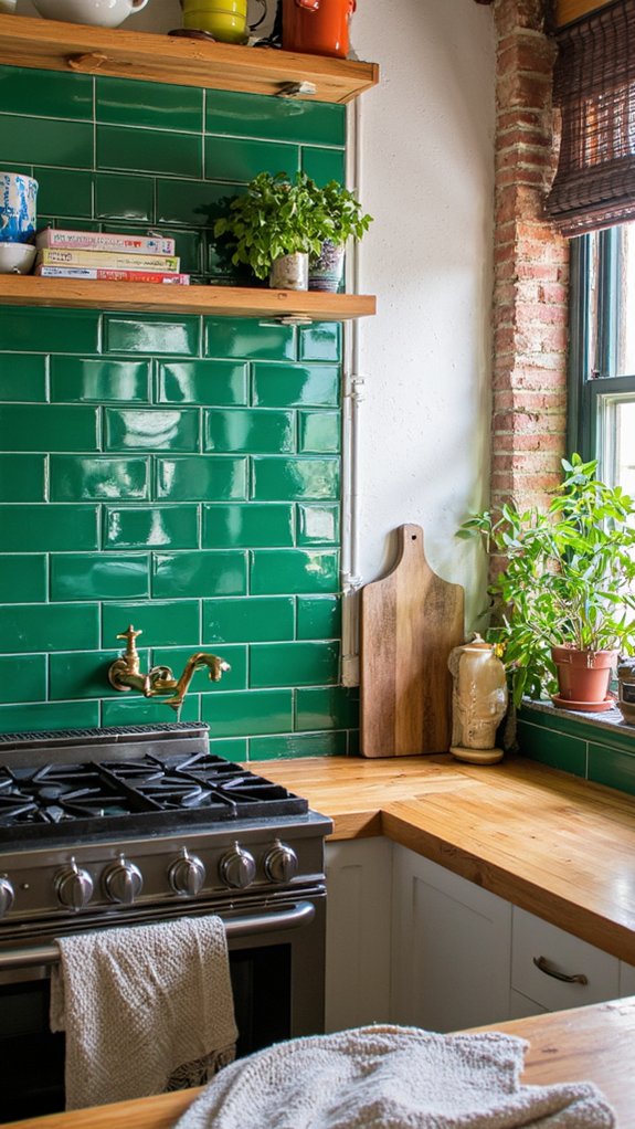 emerald green kitchen elegance