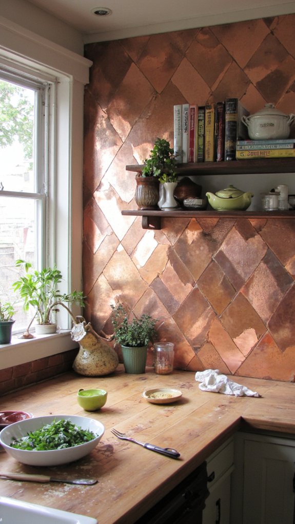 geometric copper backsplash designs
