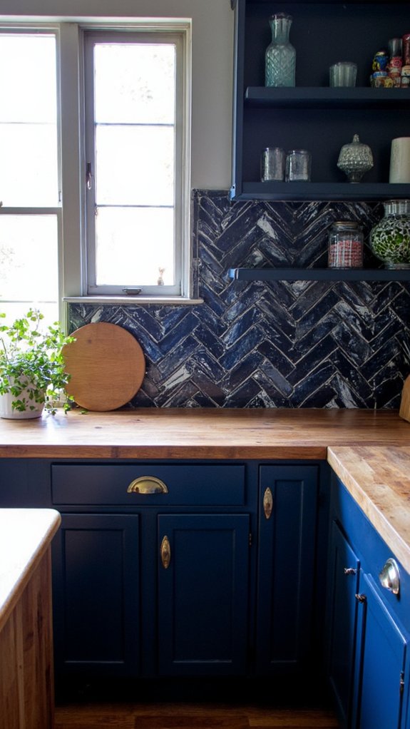 glossy navy blue tiles