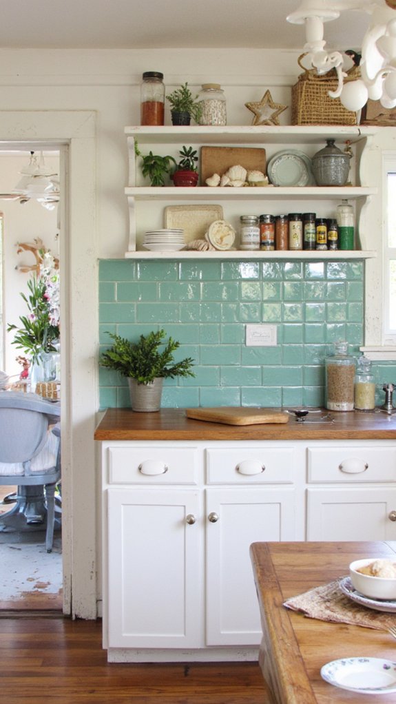 glossy seafoam green tiles