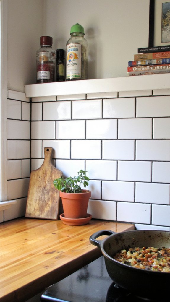 glossy tiles dark grout