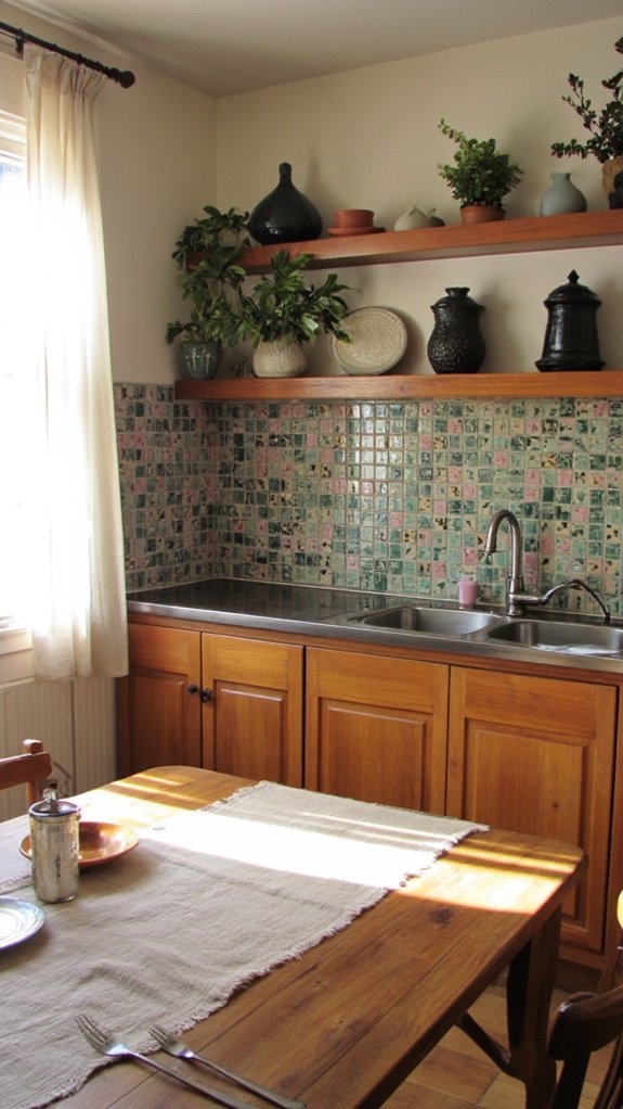 glossy zellige tile backsplash