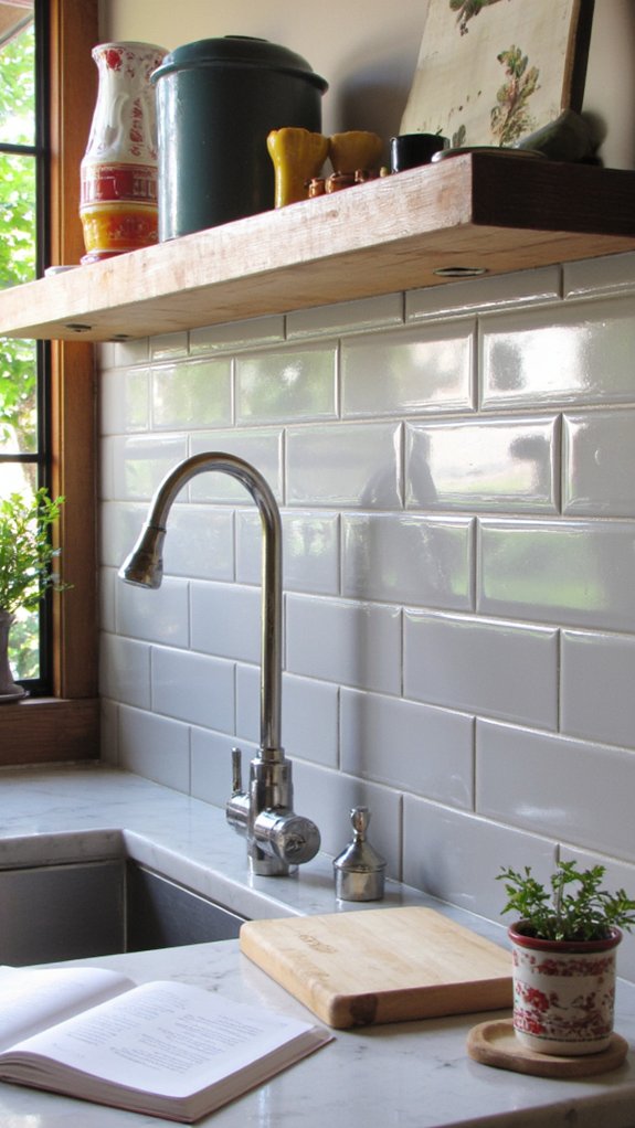 gray grout enhances backsplash