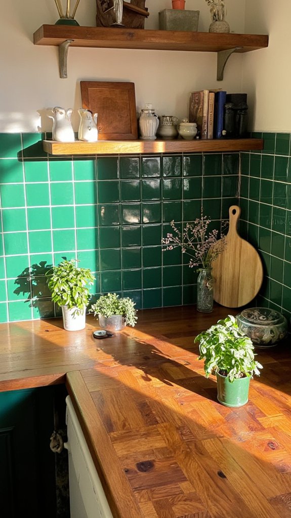 green backsplash countertop combinations