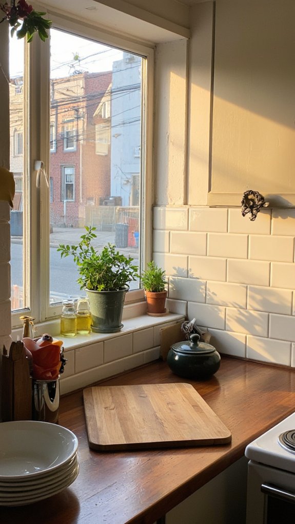 herringbone backsplash for small kitchens