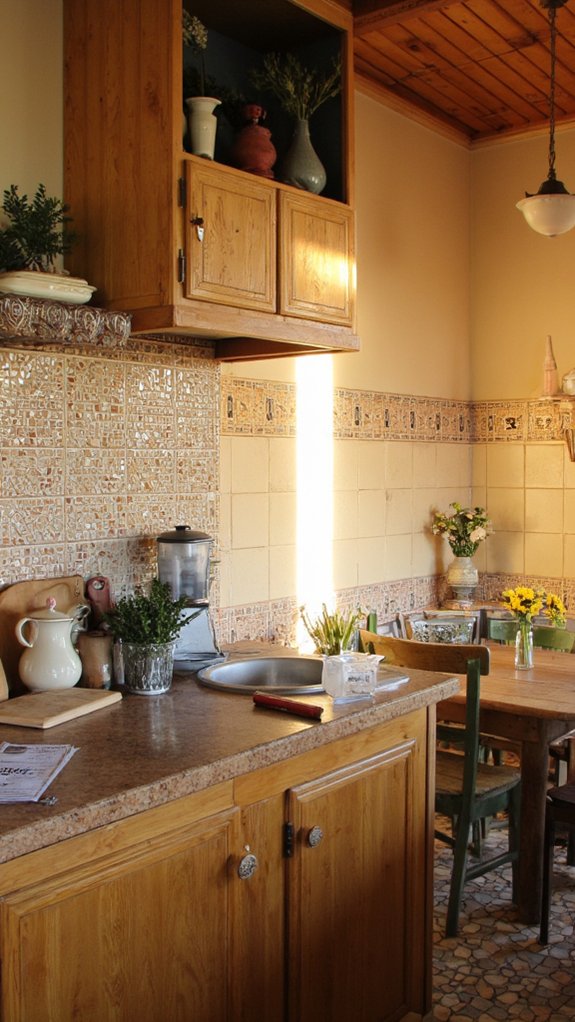 intricate beige mosaic patterns