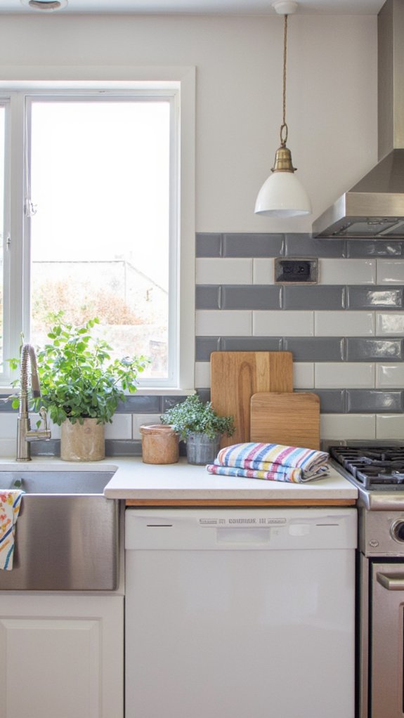 lighting transforms gray backsplash